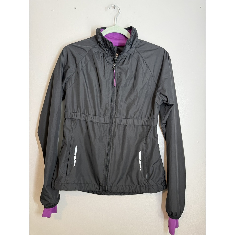 MPG Women's Running Windbreaker Jacket- Black/Purple Size Small